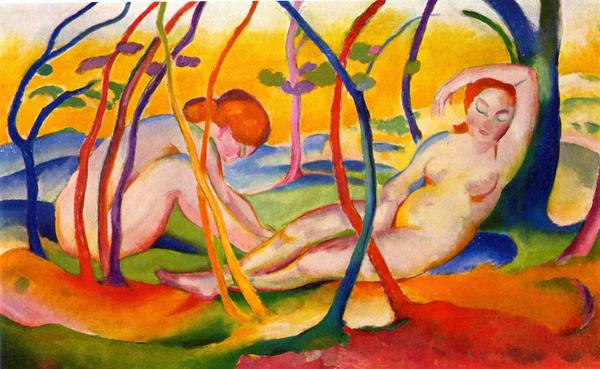 Franz Marc, Akte unter Bäumen, 1911, Düsseldorf, Museum Kunstpalast, Moderne