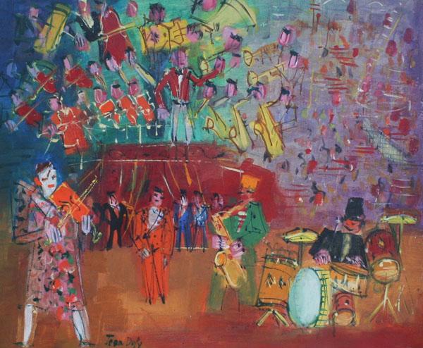 Gavin Spanierman, ltd of New York, NY, sold Jean Dufy (1888-1964), Les Clowns Musiciens, Oil on canvas, 18 x 21 5/8 inches.