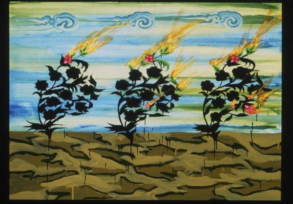 Kamrooz Aram, Untitled (Three Trees), 2004.  Painting, 52 x 66".  Gift of Peter Norton