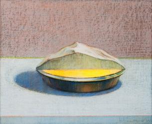 Wayne Thiebaud, 1/2 Lemon Meringue Pie, 1977, pastel and watercolor on paper mounted to paperboard 