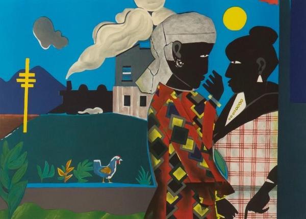 Romare Bearden (1914-1988), The Conversation, 1979, lithograph.  Collection of Tougaloo College Art Collection, Mississippi, 2002.089