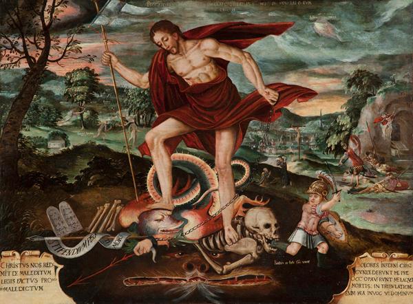 Christ Descending into Hell, Peruvian, 18th century, Oil on canvas, Roberta and Richard Huber Collection, Photograph by Robert Schwarz