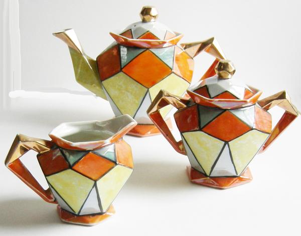 Japanese Art Deco Teaset designed in NY, c.  1927.