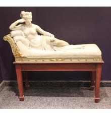 Carved marble sculpture of Pauline Bonaparte as Venus Victrix, from the 19th or 20th century after Antonio Canova (Italian, 1757-1822) on a custom-built wood stand (minimum bid: $3,500).