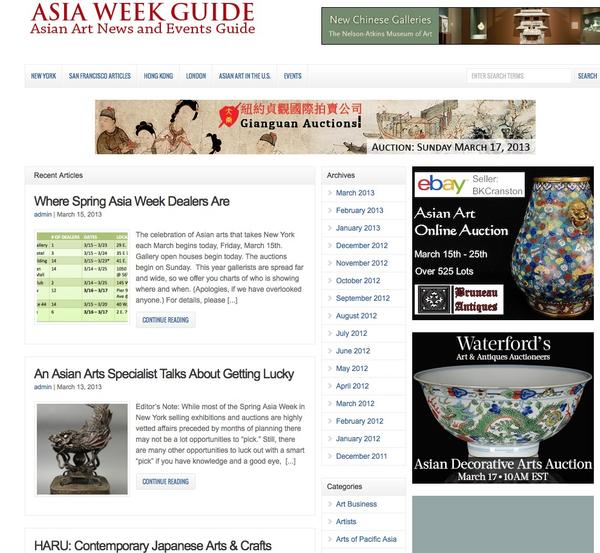 AsiaWeekGuide.com homepage, March 15, 2013