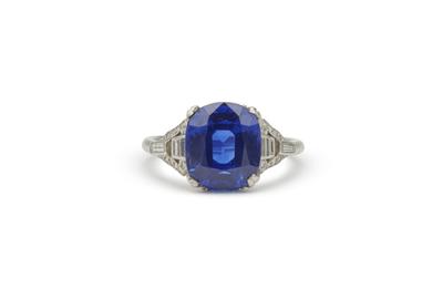 Marcus & Co.  Kashmir Sapphire and Diamond Ring sold for $237,500.