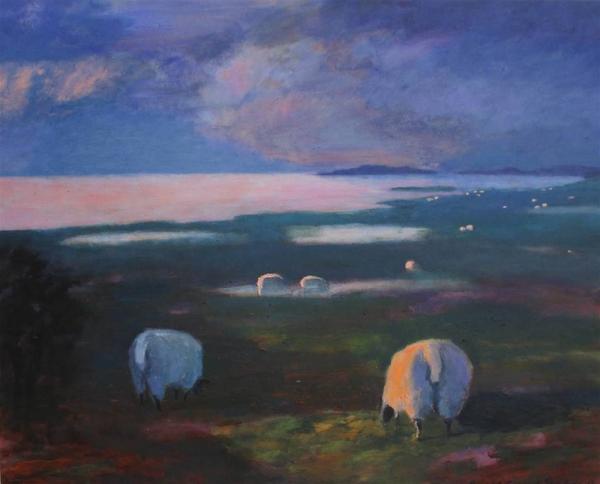 Margit Enggaard Poulsen, Marsh Sheep, Fanoe, Acrylic on Canvas, 39.5'' x 49.5''