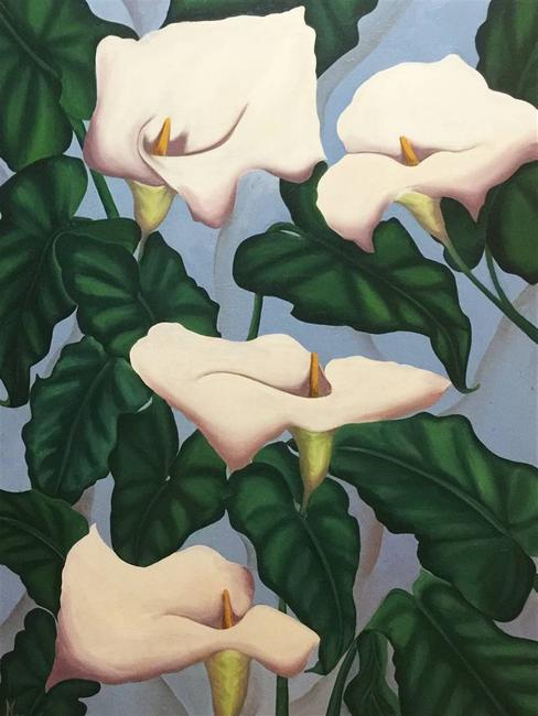 Maribel Matthews, Lilies, Oil on Canvas, 46'' x 36''