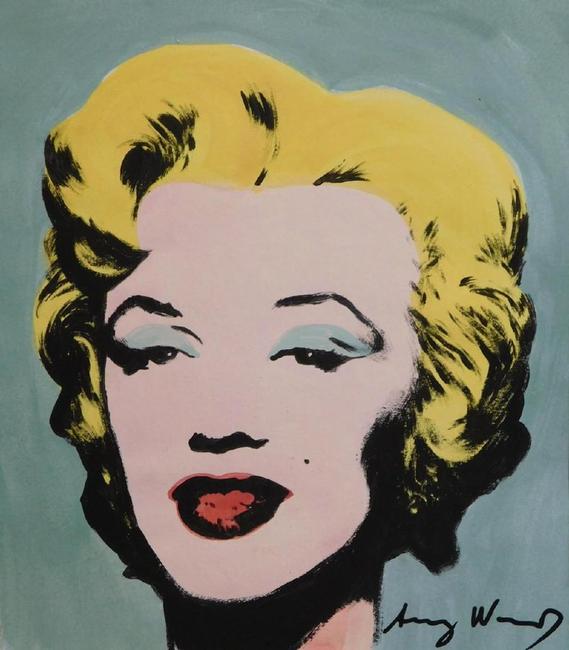 Mixed media on paper of Andy Warhol's iconic Marilyn Monroe image, attributed to the Pop Art master, artist signed front and back (est.  $8,000-$10,000).