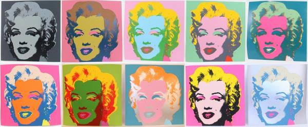 A set of ten Sunday B.  Morning Marilyn Monroe silkscreen prints after Andy Warhol will be sold.  