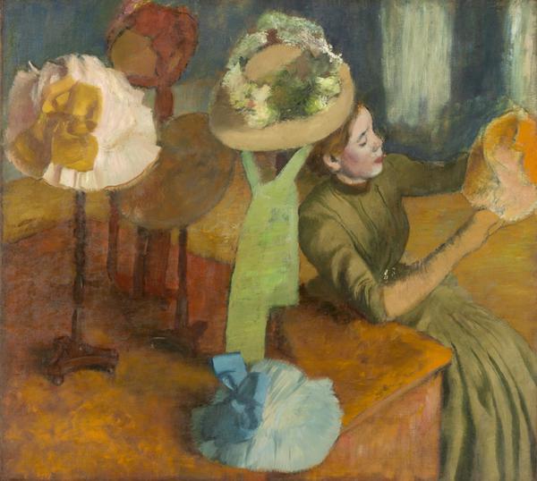 Edgar Degas, French, 1834-1917; “The Millinery Shop”, 1879-1886; oil on canvas; 39 3/8 x 49 9/16 inches; The Art Institute of Chicago, Mr.  and Mrs.  Lewis Larned Coburn Memorial Collection