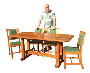 Antiques dealer Martyn Lister with the Brynmawr furniture.