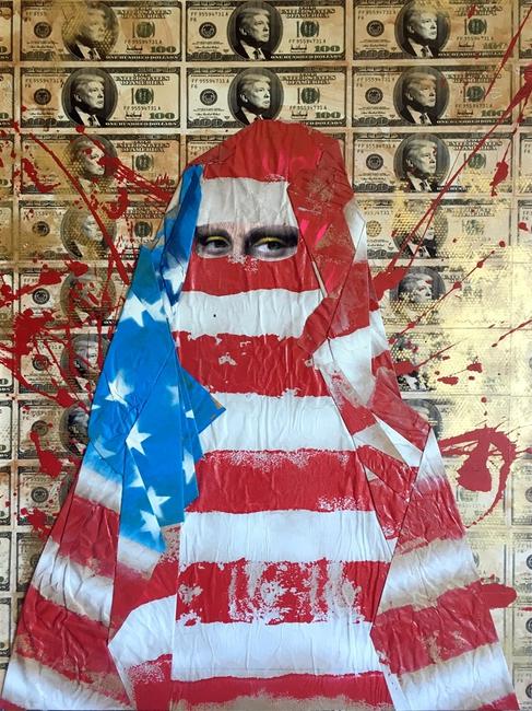 Martín Sigwald, Mona Flag, Acrylic & Mixed Media on Board, 50'' x 70''x 3''