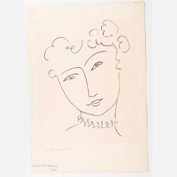 Lithograph on Chine applique with Arches support by Henri Matisse (French, 1869-1954), titled Pour Versailles (from La Pompadour) (1951), signed and numbered (166/200) (est.  $10,000-$12,000).