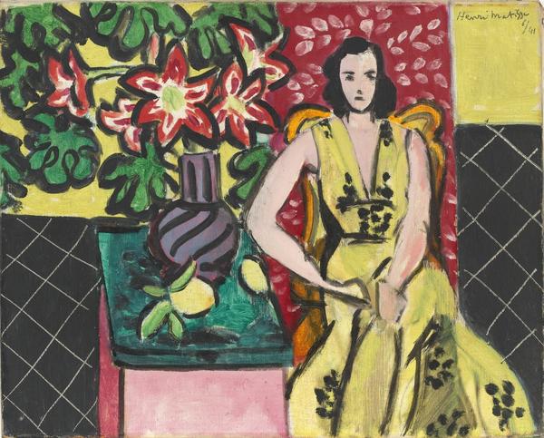 Henri Matisse (French 1869-1964) Seated Woman with a Vase of Amaryllis.  1941.  Oil on canvas.  William S.  Paley Collection.  