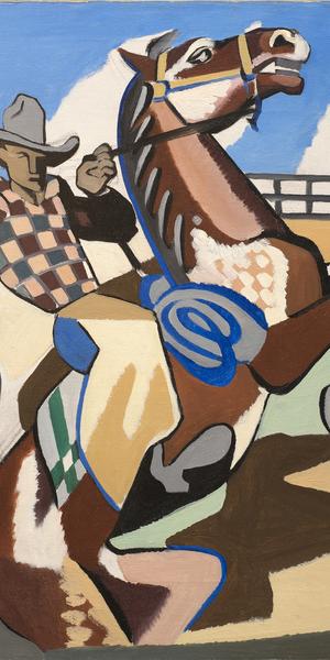 Jan Matulka, Rodeo Rider, c.  1917-20, oil on canvas; Tia Collection, Santa Fe., N.M.