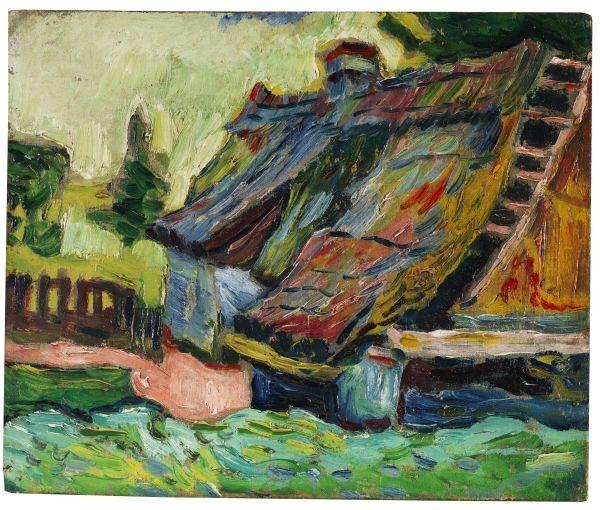 Hermann Max Pechstein, Zerfallenes Haus.  Around 1906/07.  Oil on canvas, 37 x 45 cm (14.5 x 17.7 in).  Estimate: € 300.000-400.000.