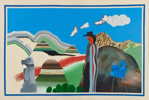 David Hockney, Rocky Mountains and Tired Indians (detail), 1965, acrylic on canvas, Collection of the National Galleries of Scotland, Edinburgh, courtesy of National Galleries of Scotland, Edinburgh