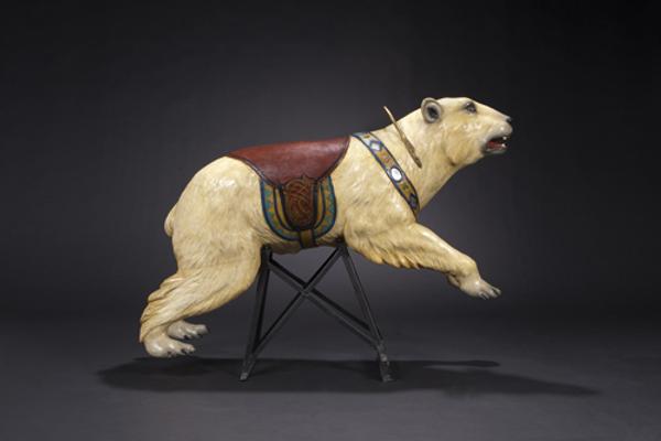 Bernard van Guyse, Belgian carousel polar bear from the famous Noah's Ark, circa 1880 Exhibited Musee des Arts Forain, Paris.  Height: 28" Length: 55" Diameter: 13".  Yew Tree House Antiques 