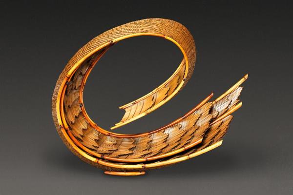 Honma Hideaki.  Flowing Pattern, 2014.  Japanese timber bamboo, dwarf bamboo, and rattan.  Promised Gift of Diane and Arthur Abbey