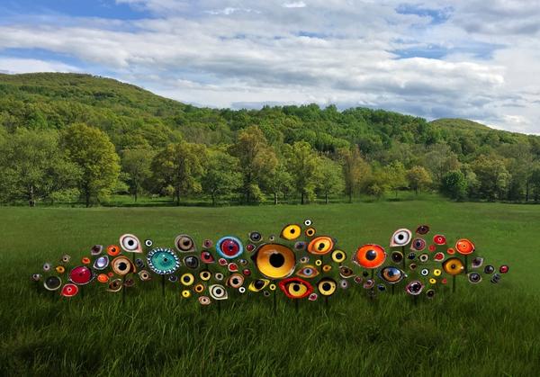 Jenny Kendler, Birds Watching (digital mockup), featuring the eyes of species threatened by climate change.