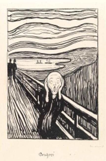 The Scream by Edvard Munch, 1895.  Lithographic crayon and tusche.  Kaare Berntsen.