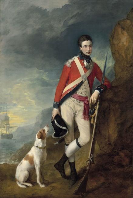 Painting of Richard St.  George by Thomas Gainsborough (1776).  English artist Thomas Gainsborough painted this striking oil painting of a young St.  Ge orge in 1776 , just before he shipped out for New York to fight against the growing American Revolution.