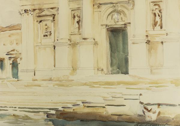 John Singer Sargent (American, 1856–1925) The Portal of S.  Giorgio Maggiore, Venice, ca.  1903.  Watercolor over pencil on paper, 9 1/2 x 13 3/4 inches