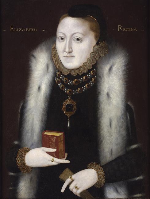 Portrait of Queen Elizabeth, English School c.  1558, depicting the Queen at the outset of her reign with important religious iconography, on view 29 June – 6 July 2012, at Philip Mould & Co, 29 Dover Street, London, W1S 4NA