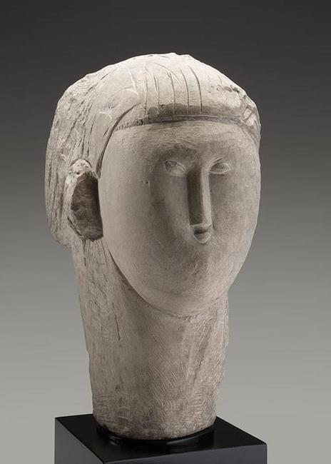 Amedeo Modigliani, Italian (1884–1920) Head, c.  1913.  Limestone, 20 5/8 x 9 3/4 x 14 3/4 in.  Collection of Kimbell Art Museum Given in honor of Ted and Lucile Weiner by their daughter Gwendolyn, 2017