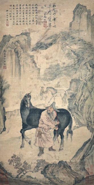 "The Steed and Groom" by Zhao Mengfu, Yuan Dynasty.  Signed Zhao Mengfu, with one artist seal and sixteen Collectors’ seals.  Lot 105.  $10,000,000 - $15,000,000 