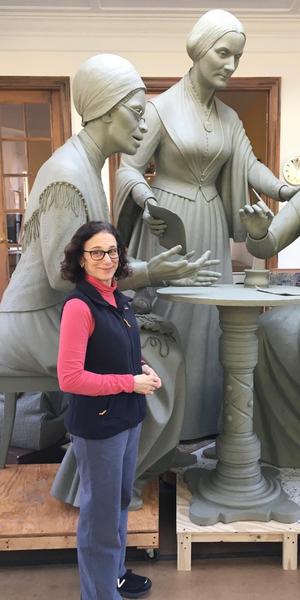 Meredith Bergmann with Women's Rights Pioneers Monuments 