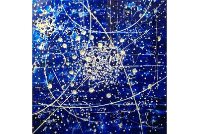 Karen Tompkins, "Messier 8", Oil on gesso on insulation board, 24 x 24 inches, Signed