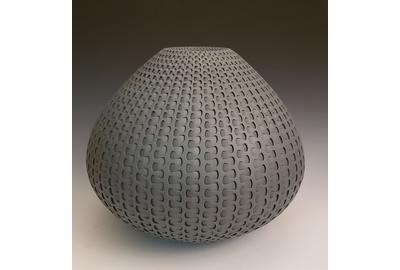 Michael Wisner, "Grey Dovetail" ceramic, 15 x 15 inches