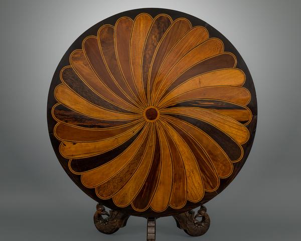 An Early 19th Century Sinhalese Ebony and Specimen Wood Center Table, Sri Lanka 