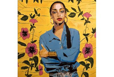 Monel Aliote, Sade Adu, Acrylic on Canvas, 36''x 36''