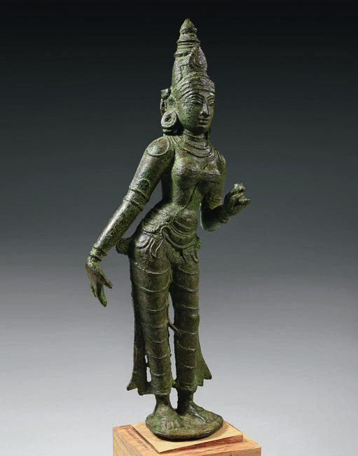 Standing Bhudevi Bronze, 13-14th century, Southern India 