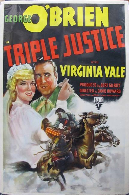 One-sheet original poster from the 1940 Western movie Triple Justice, 27 inches by 41 inches (est.  $500-$1,000).