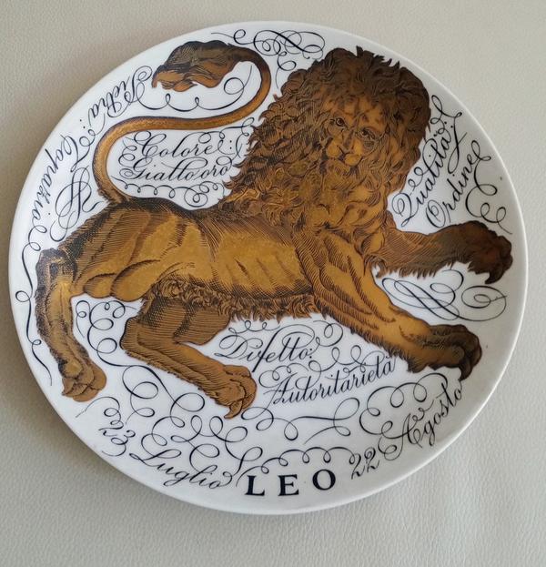 Rare Piero Fornasetti Leo Zodiac Plate, Dated 1964