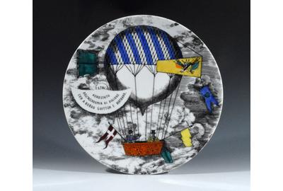 A Vintage Piero Fornasetti Mongolfiere (Hot Air) Balloon Plate, Number 5, 1950's.