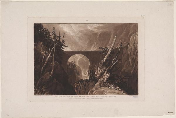 Joseph Mallord William Turner Little Devil's Bridge over the Russ above Altdorft Swiss[lan]d, 1809 Etching and mezzotint Samuel Putnam Avery Collection The Miriam and Ira D.  Wallach Division of Art, Prints and Photographs