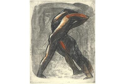 George Nama, "Liberator", 2013, original etching and watercolor