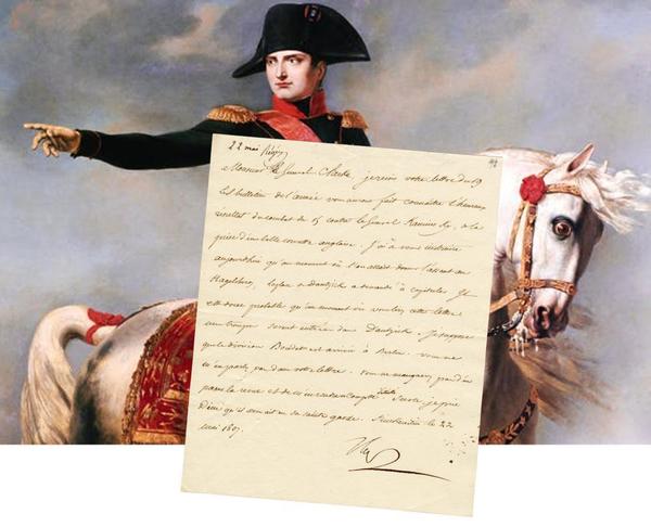 One-page letter written in French by Napoleon Bonaparte (1769-1821), signed and dated Mat 22, 1807, and written from what is now Poland (est.  $2,000-$2,400).