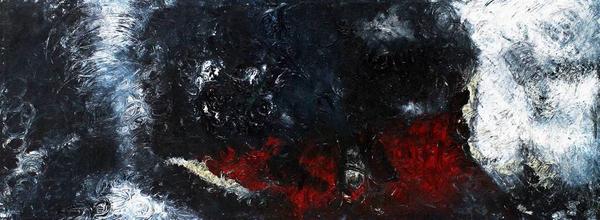 Natasha Estanga, Carmin Ftalocianina, Oil on Canvas, 28'' x 63''