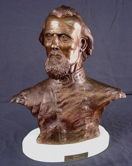 This bronze cast bust on a white marble base of Confederate Maj.  Gen.  Nathan Bedford Forrest will be sold at auction Feb.  22.