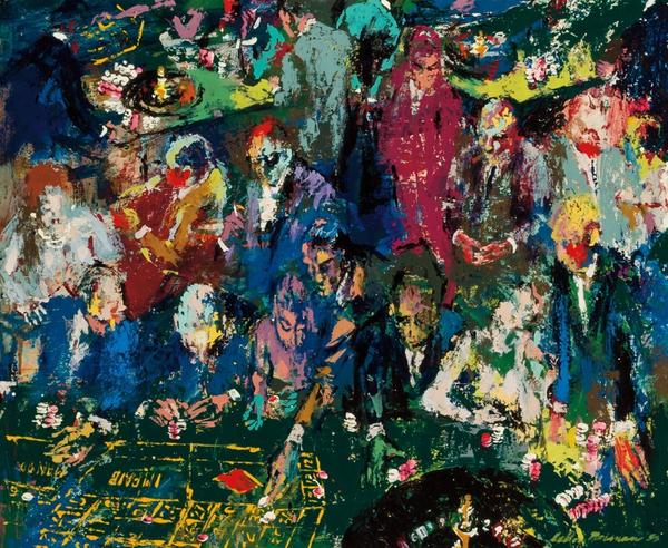 This colorful and vibrant painting by LeRoy Neiman from 1958, titled The Gambling Set, sold for $162,000 at auction, May 1st.