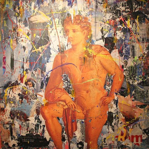 Nello Petrucci, Argo, Collage Decollage, 63'' x 63''