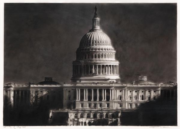 Robert Longo, Study of the Capitol, charcoal and ink on vellum, 2012.  $60,000 