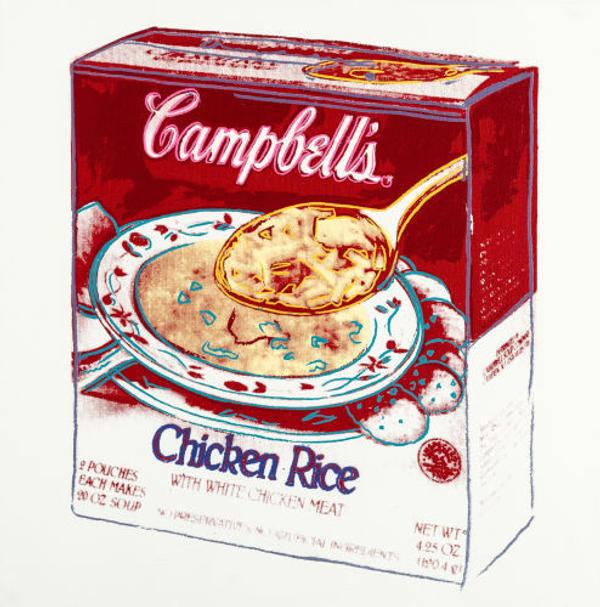 Andy Warhol’s celebrated Campbell's Soup Box (Chicken Rice), 1986, sold for $293,000 