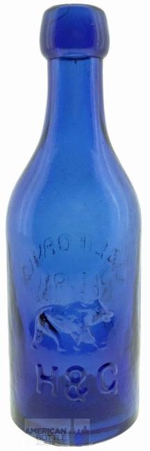 This rare blue soda bottle -- an H&G with walking bear graphic -- sold for a respectable $17,600.